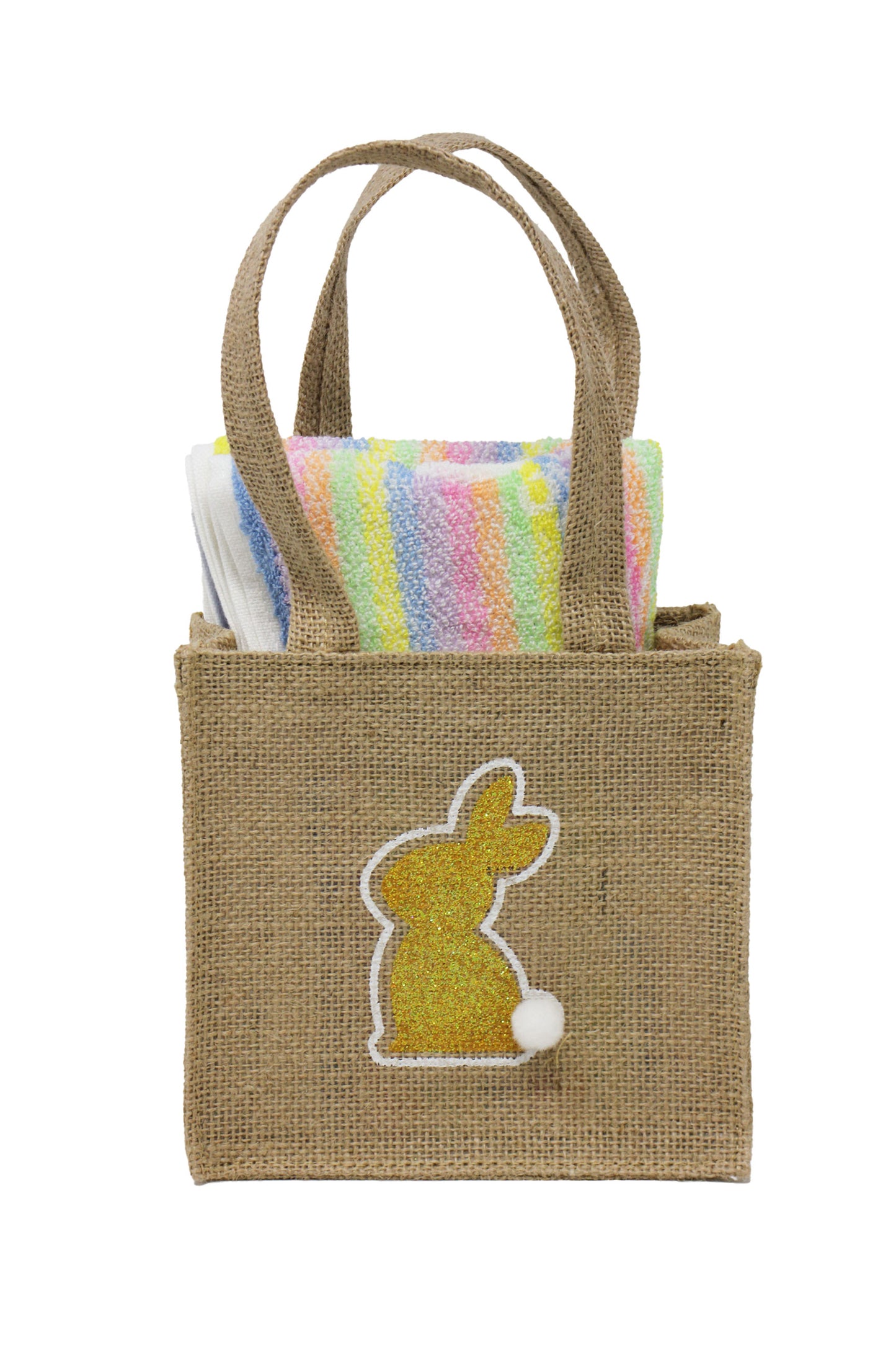 Geschenktasche mit 2 Tavolinchen Jacquard-Lätzchen "Mr. Regenbogen"