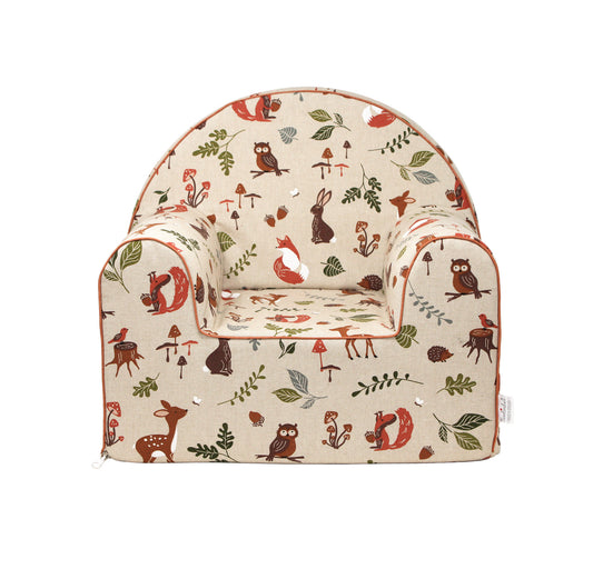 Farbenfroher Kindersessel"Herbst Freunde", Abnehmbarer und Waschbarer Bezug, Ideal für Kinderzimmer, Perfekt für Lesen und Spielen