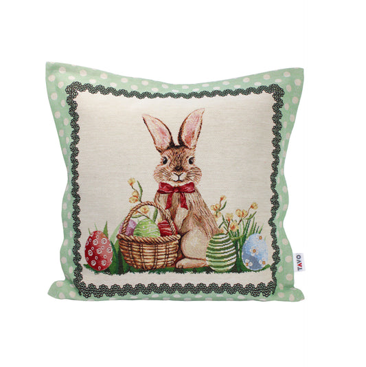 Gobelin-Osterkissen mit Herrn Hase – nostalgischer Charme für eine gemütliche Osterzeit